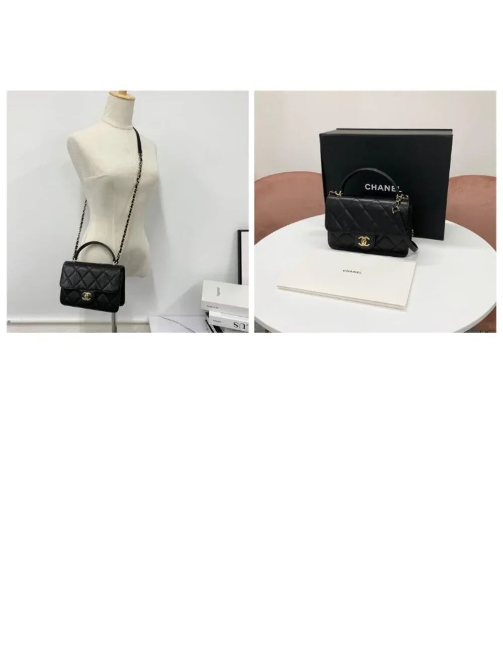 Chanel Top Handle CC Logo Quilted Lambskin